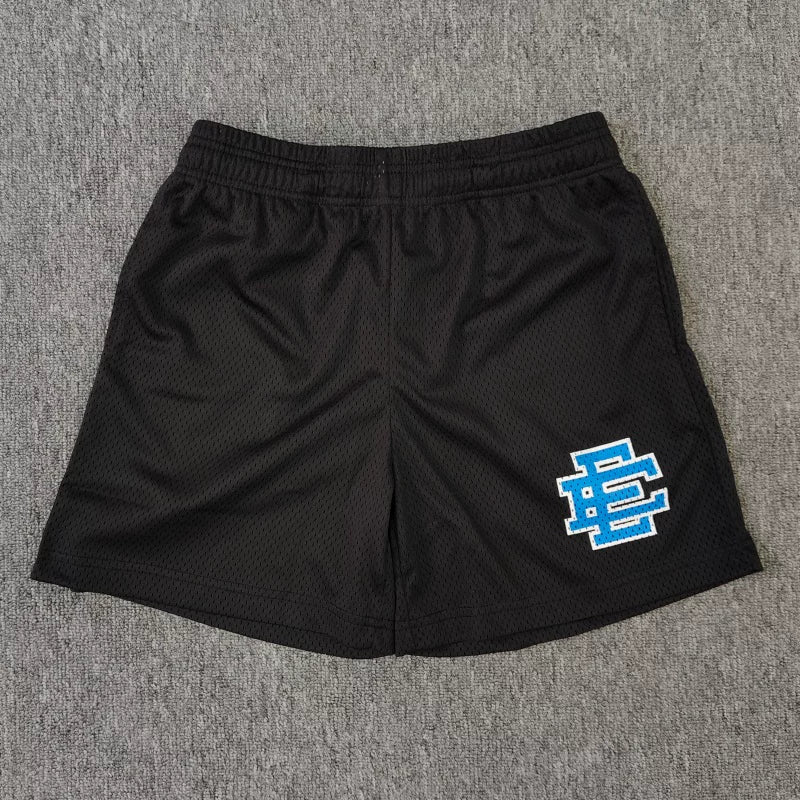 Eric Emanuel EE Black Mesh Short Blue‑White Logo