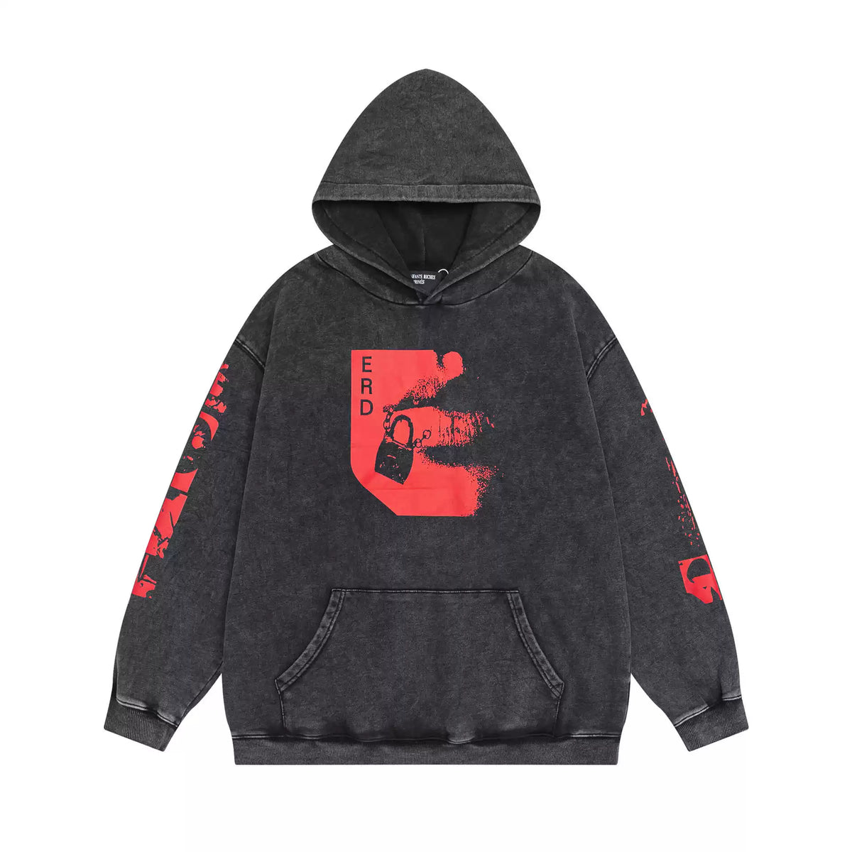 ERD Style Front‑Back & Sleeve Print Hoodie