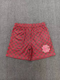 Eric Emanuel EE Red Green Monogram Checkered Mesh Short