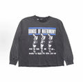 ERD Vintage Washed Distressed Figure Text Graphic Oversized Long Sleeve T‑Shir
