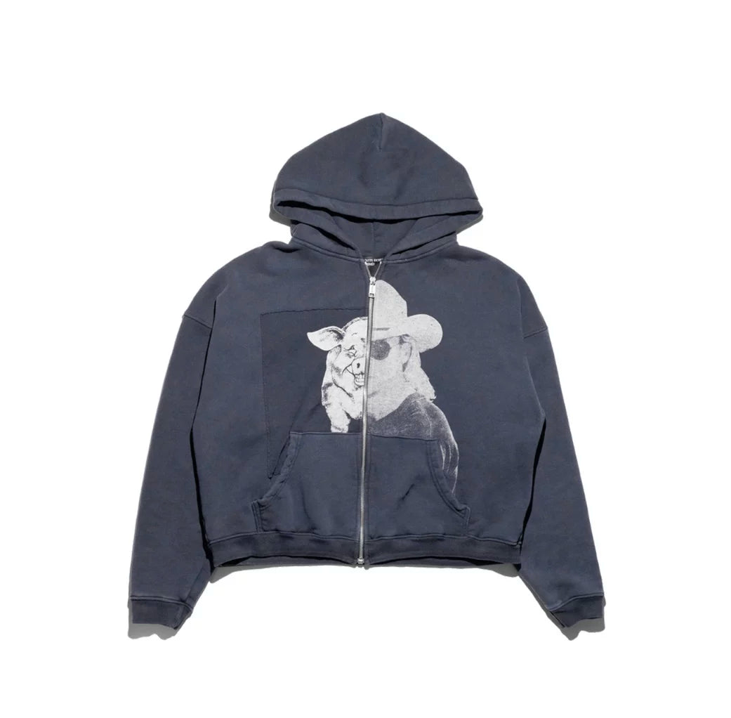 ERD Style Front‑Back Animal Print Zip Hoodie