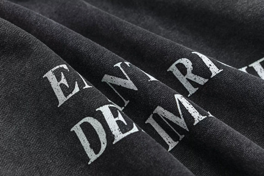 ERD Vintage Washed Letter Print Hoodie