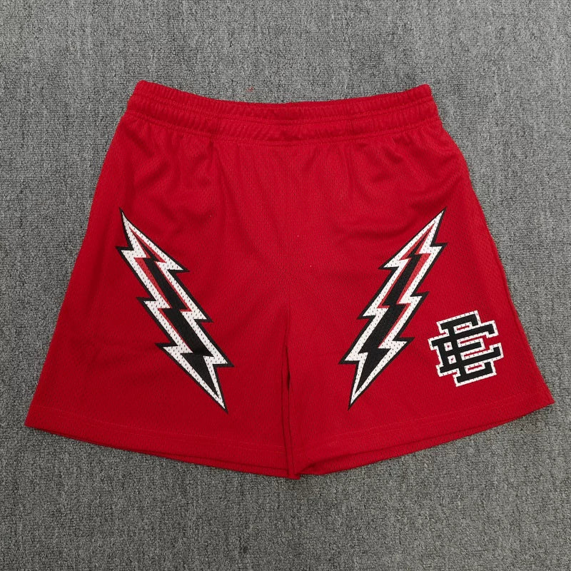 Eric Emanuel Lightning Graphic Red Mesh Short