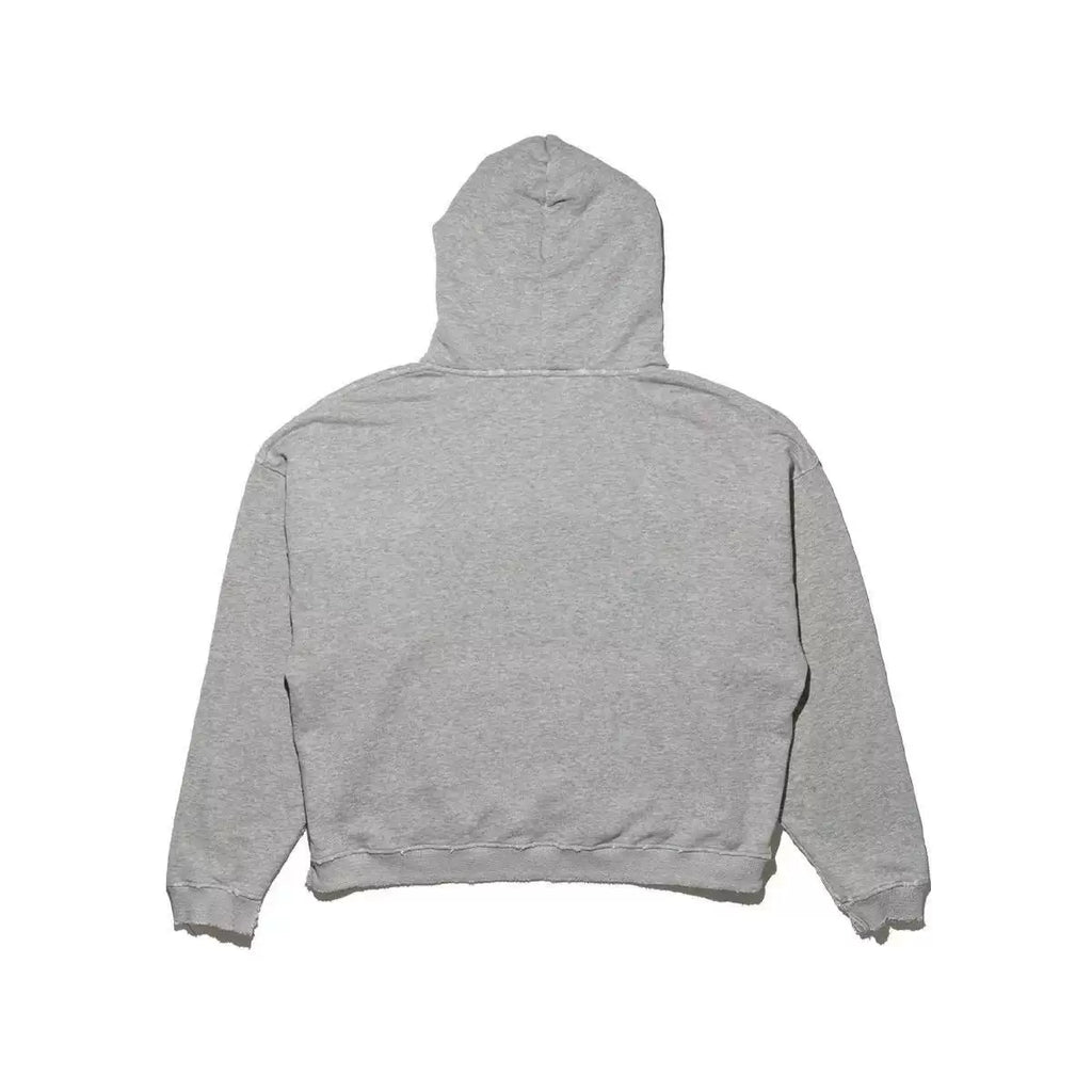 Distressed Raw Edge French Letter Oversized Hoodie