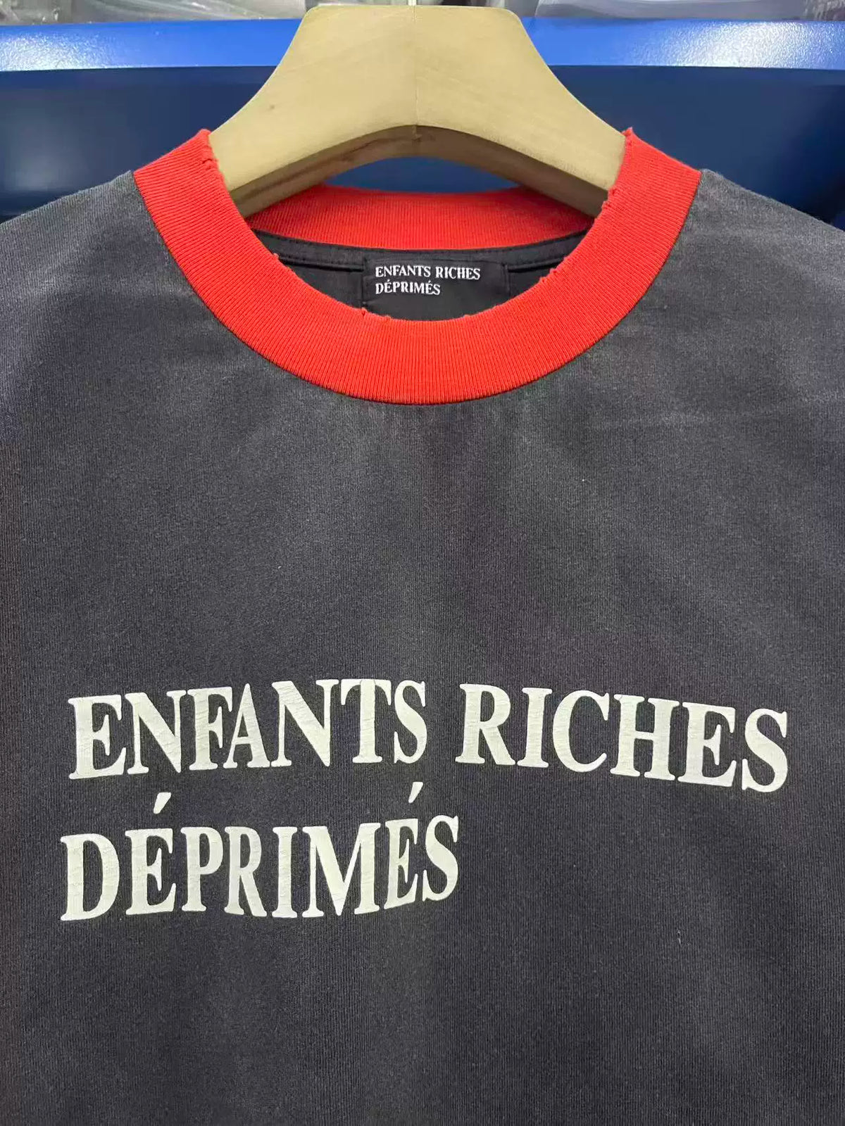 ERD Vintage Washed Black Ringer Short Sleeve T‑Shirt