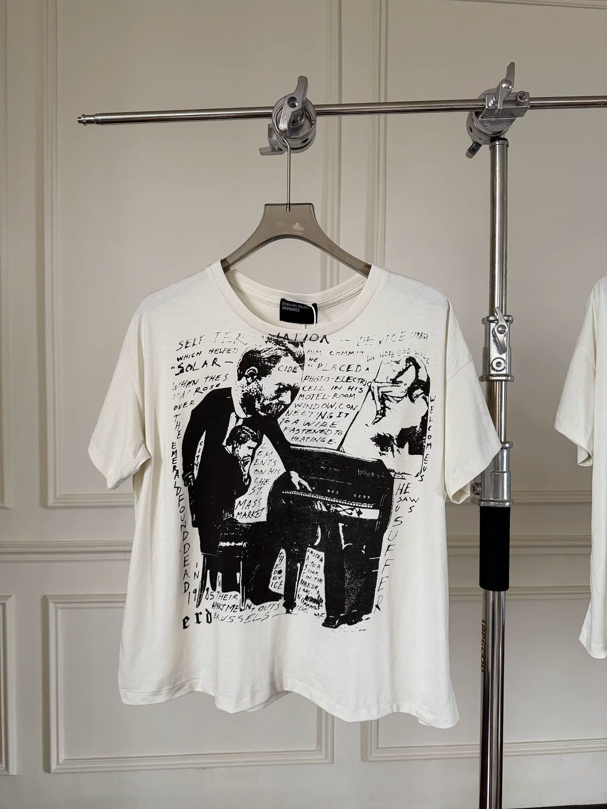 ERD Vintage Washed Off‑White Short Sleeve T‑Shirt