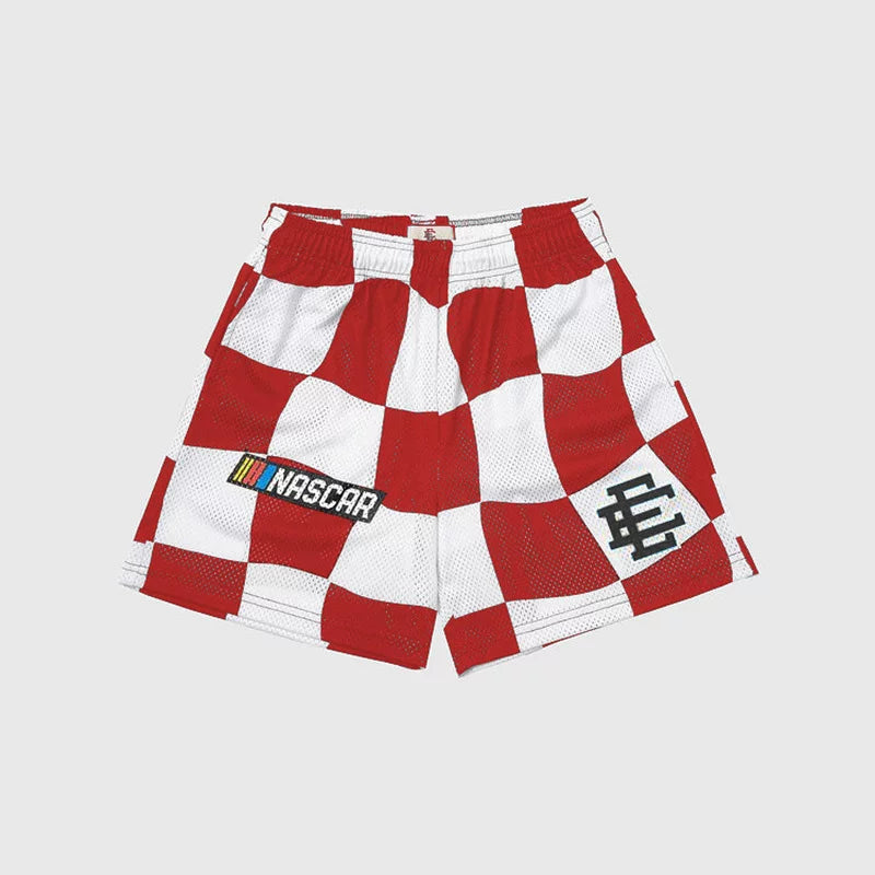 EE Red Racing Checkered Mesh Shorts