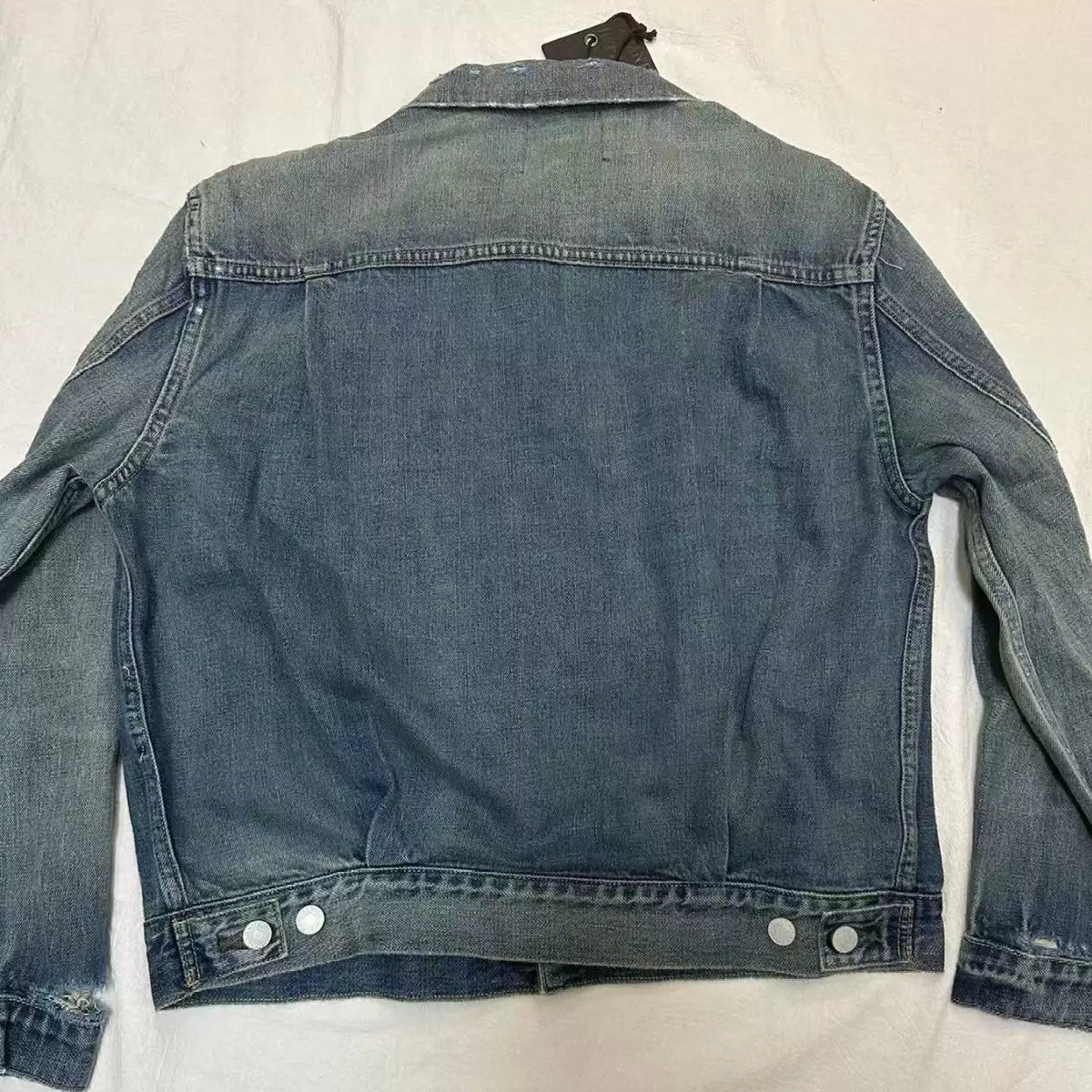 ERD Vintage Washed Distressed Cropped Oversized Denim Trucker Jacket