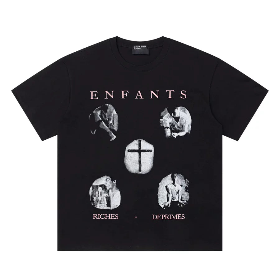 ENFANTS RICHES‑DEPRIMES Cross Stone Graphic T‑Shirt Black