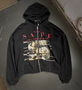 Vintage Washed Black SADE Graphic Zip‑Up Hoodie
