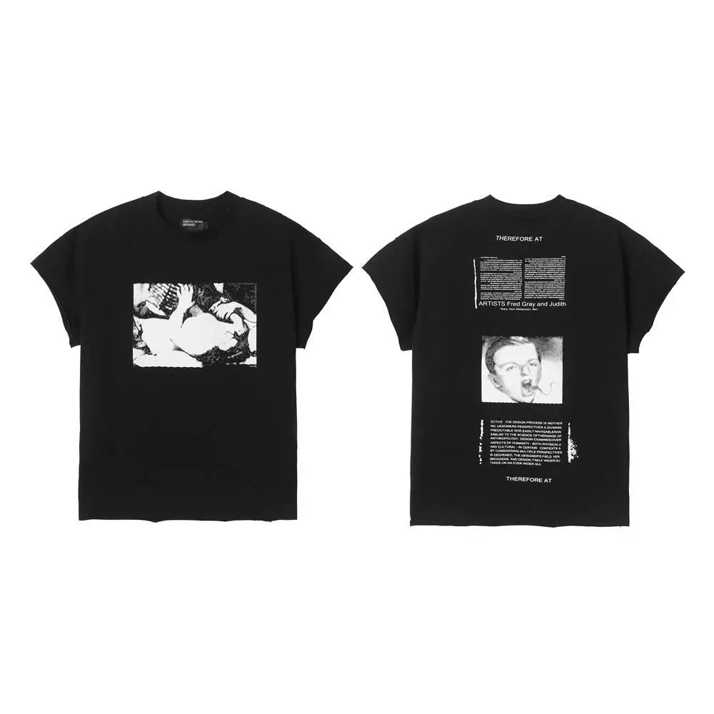 ERD Style Front‑Back Artwork Print Distressed Tee