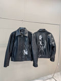 ERD Graphic Embroidered Faux Leather Jacket