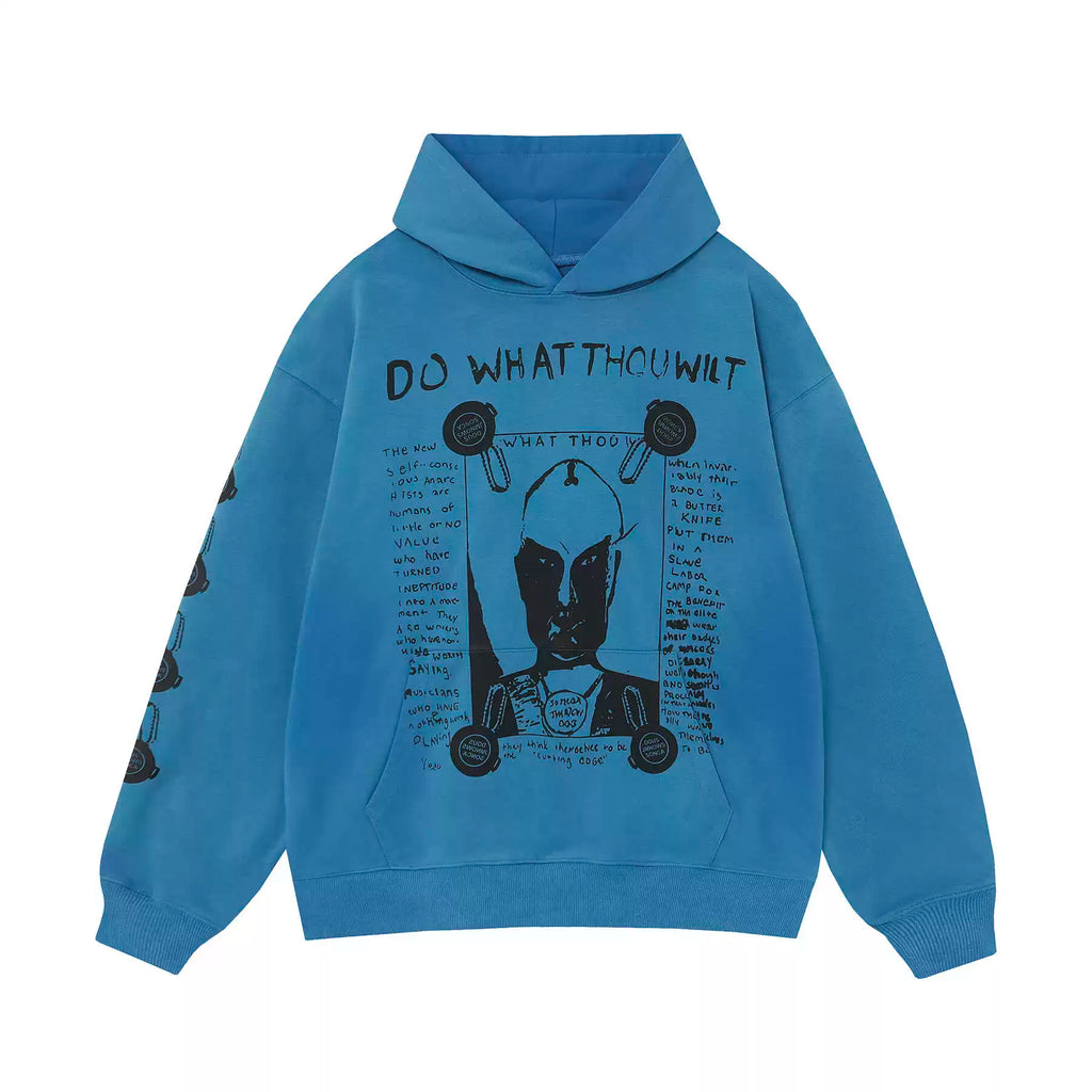 ERD Style Front‑Back & Sleeve Print Hoodie