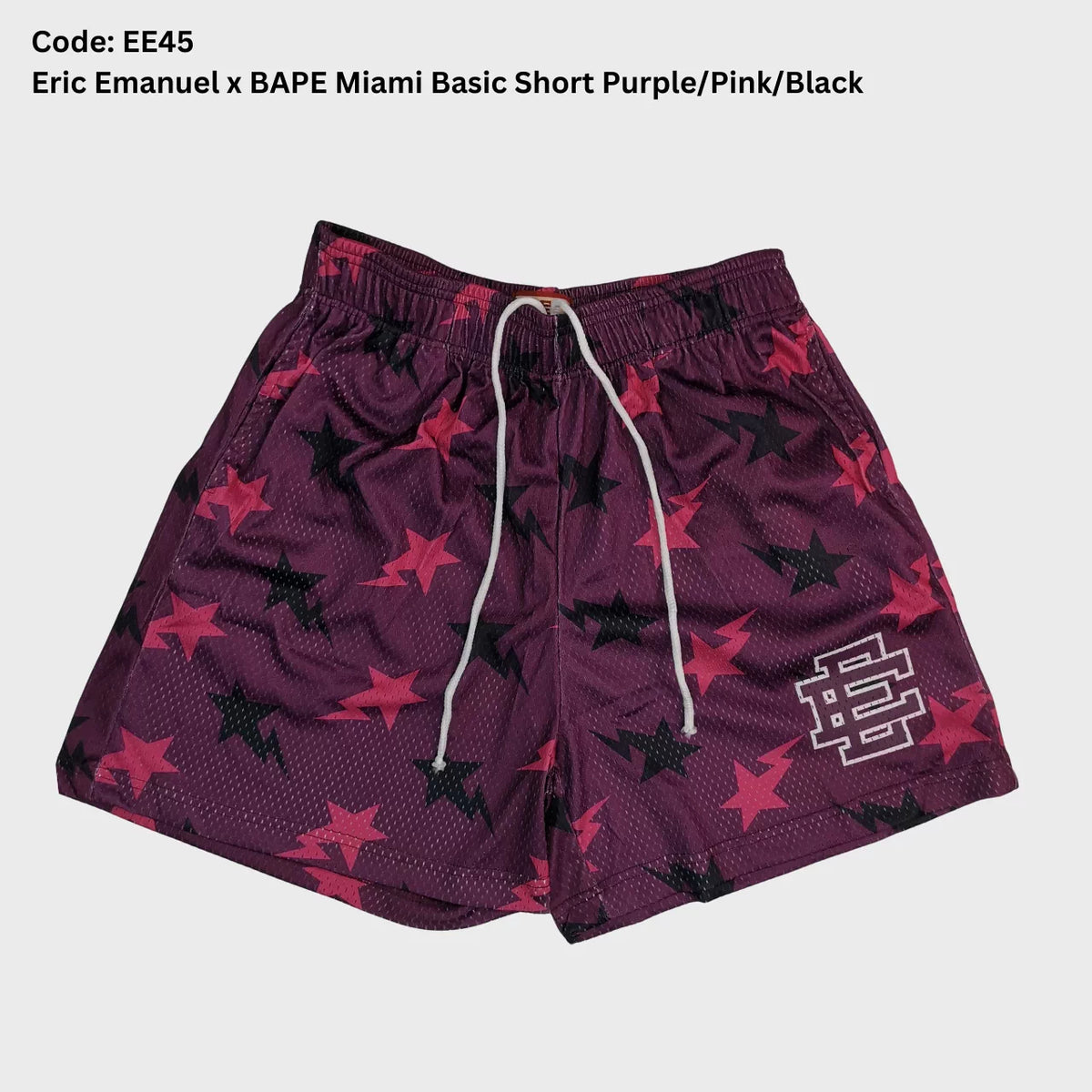 Eric Emanuel Purple Pink Black Star Print Shorts