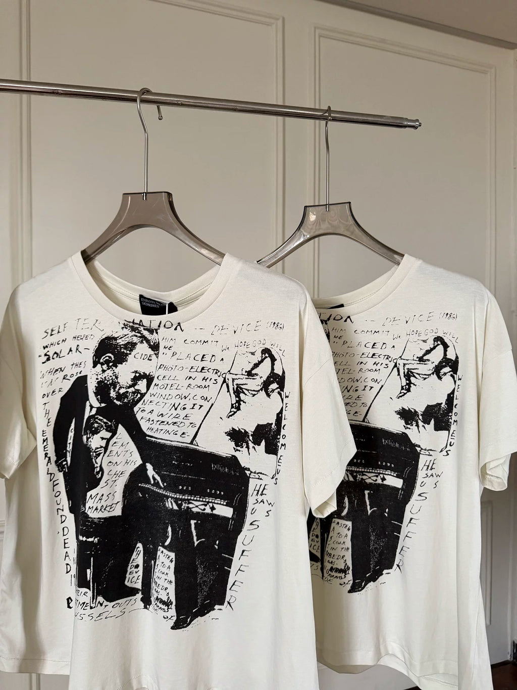 ERD Vintage Washed Off‑White Short Sleeve T‑Shirt