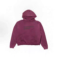 Washed Burgundy Distressed French Letter Oversized Hoodie