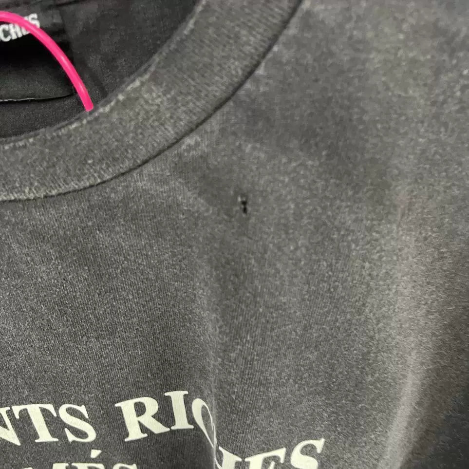 Vintage Washed Distressed French Letter Oversized T‑Shirt