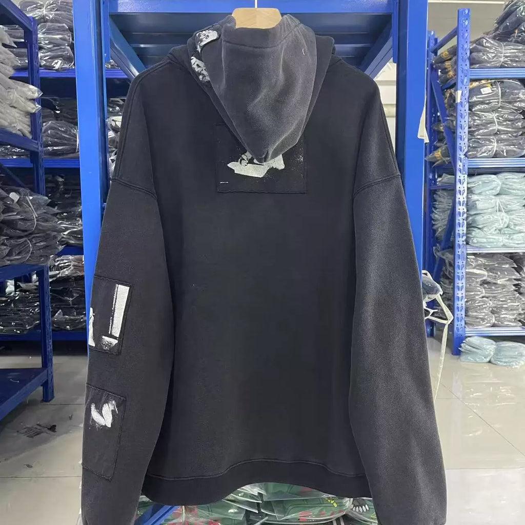 ERD Vintage Washed Patch Figure Graphic Oversized Hoodie