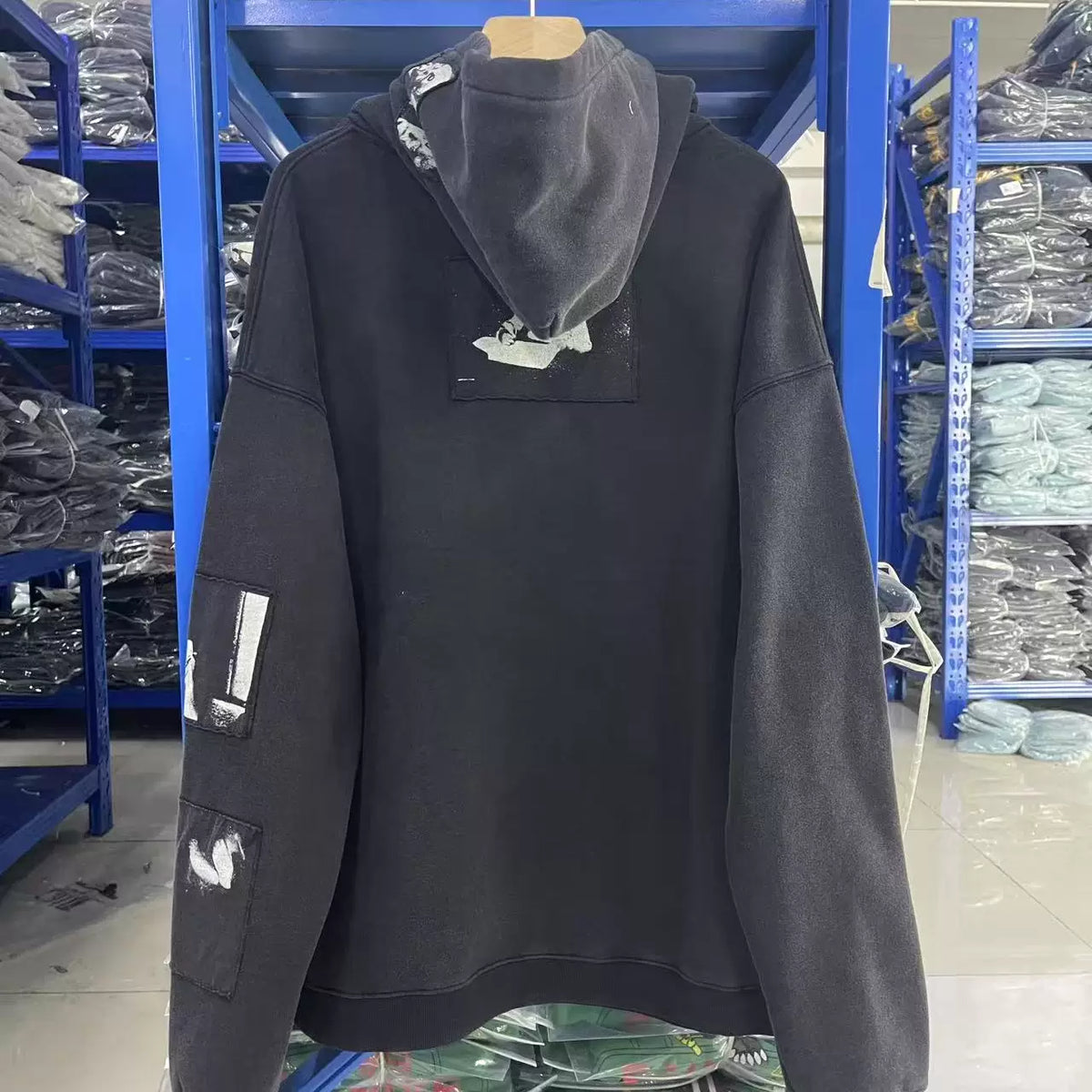 ERD Vintage Washed Patch Figure Graphic Oversized Hoodie