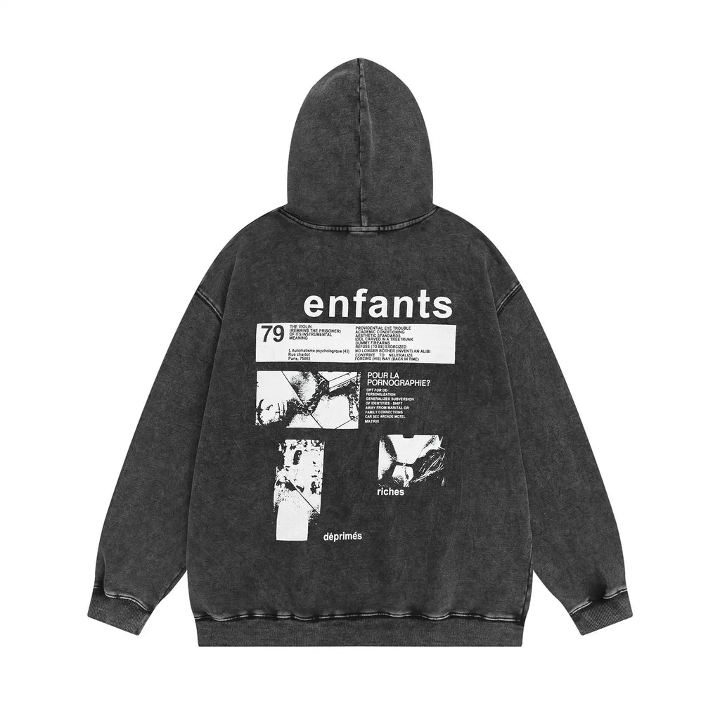 ERD Style Front‑Back Text Photo Print Hoodie