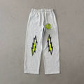 Eric Emanuel EE Grey Lightning Print Straight‑Leg Sweatpant