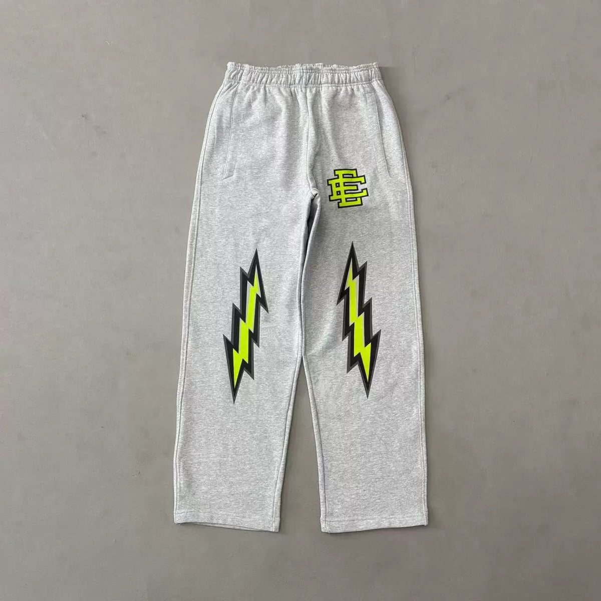 Eric Emanuel EE Grey Lightning Print Straight‑Leg Sweatpant