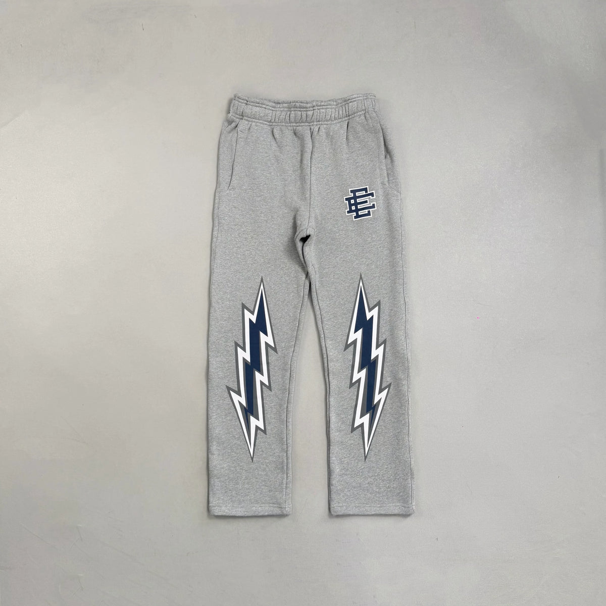 Eric Emanuel EE Grey Navy Lightning Print Straight‑Leg Sweatpant