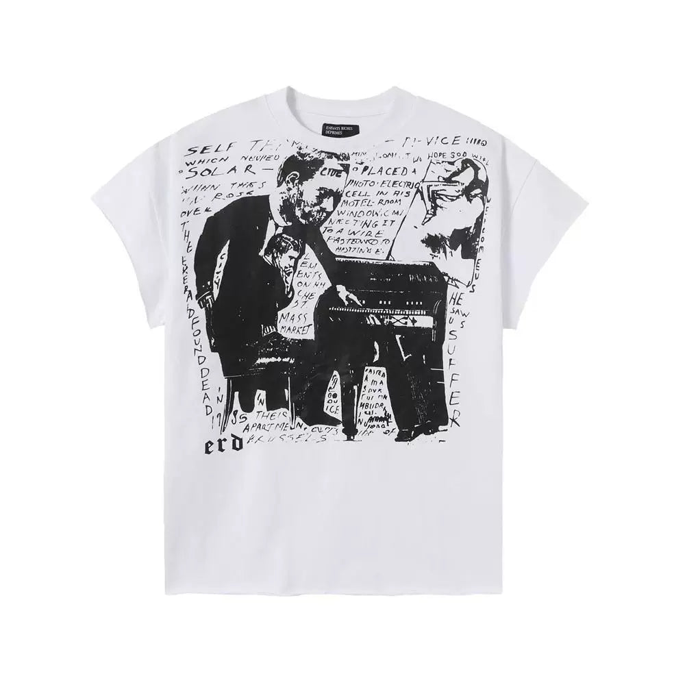 ERD Vintage Piano Figure Dual‑Sided Graphic Oversized T‑Shirt