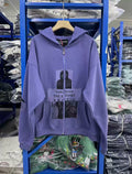 Washed Purple Soviet Arctic Patch Zip‑Up Hoodie