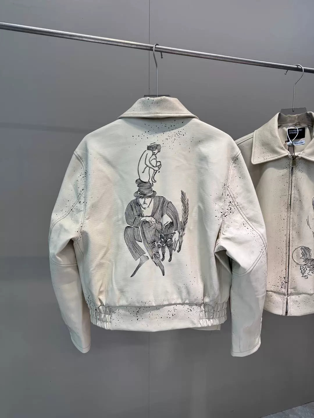 Off‑White Paint Splatter Graphic Faux Leather Jacket