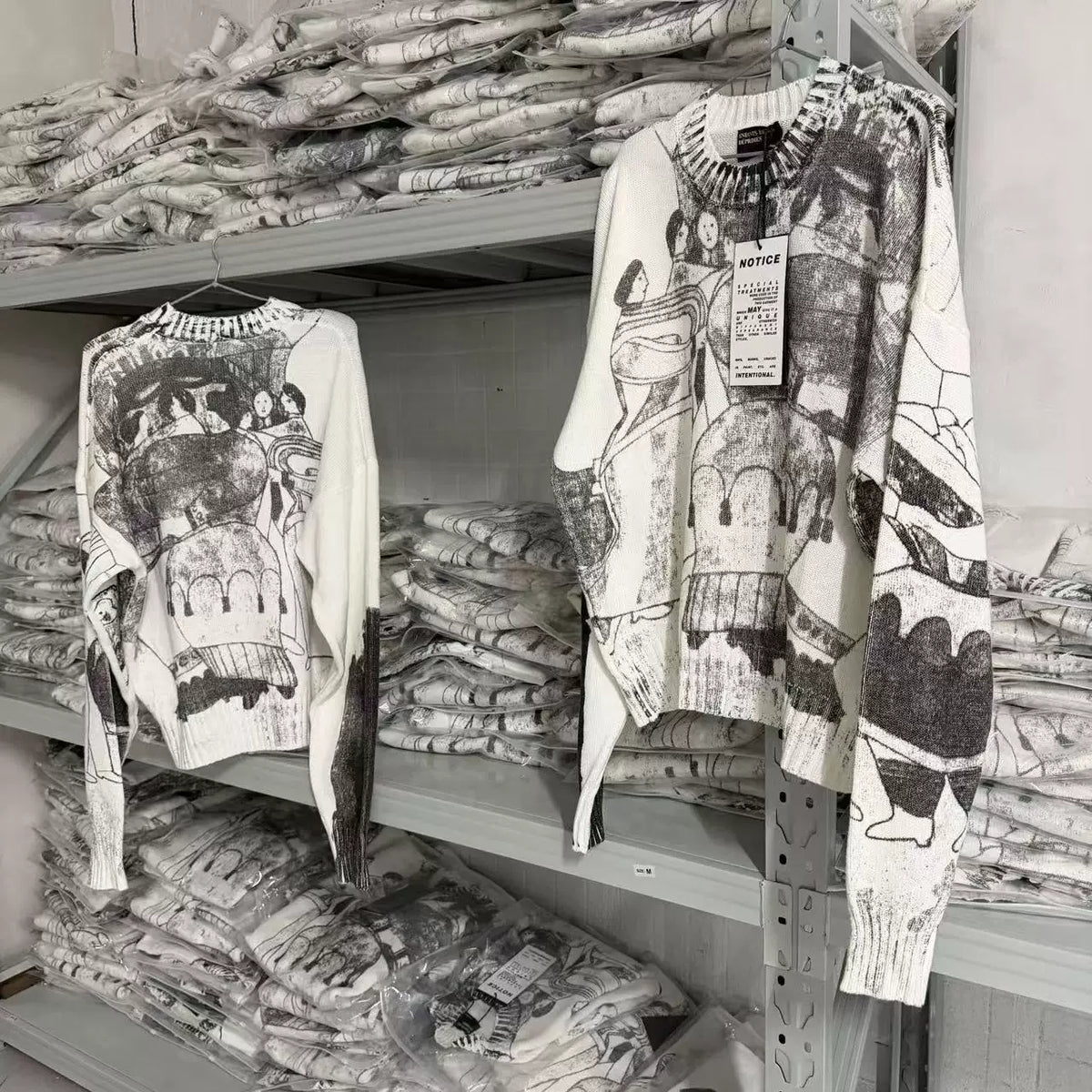 ERD Vintage Sketch Art Graphic Knit Sweater