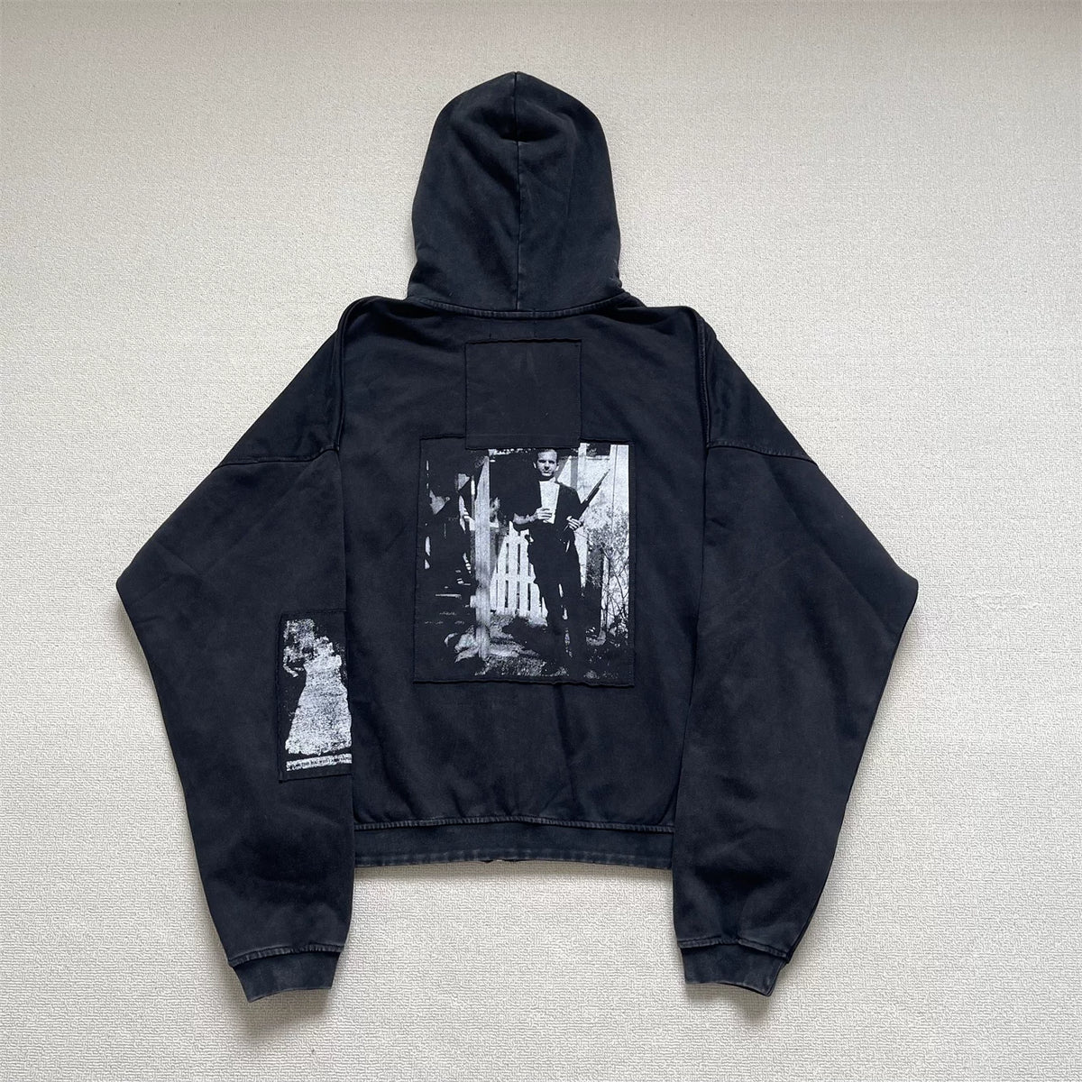 Vintage Washed Japanese Graphic Zip‑Up Oversized Hoodie