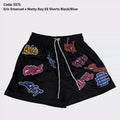 Eric Emanuel x Matty Boy EE Mesh Shorts Black Blue Graffiti Print