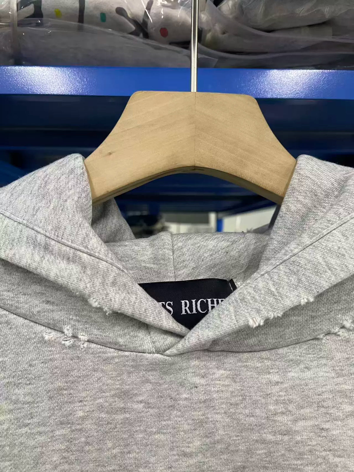 ERD Vintage Washed Heather Grey Chest Circular Graphic Distressed Cropped Oversized Hoodie
