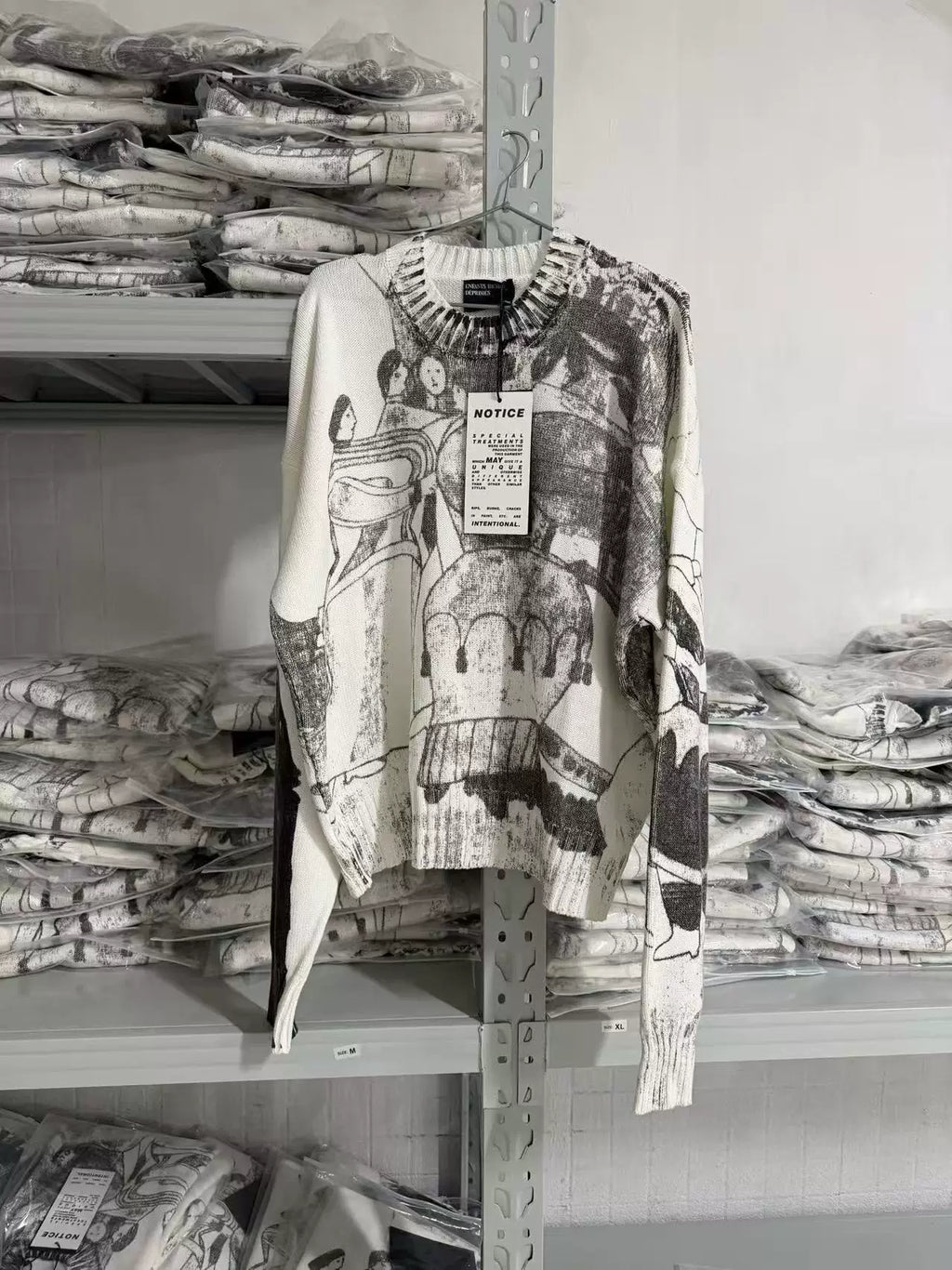 ERD Vintage Sketch Art Graphic Knit Sweater