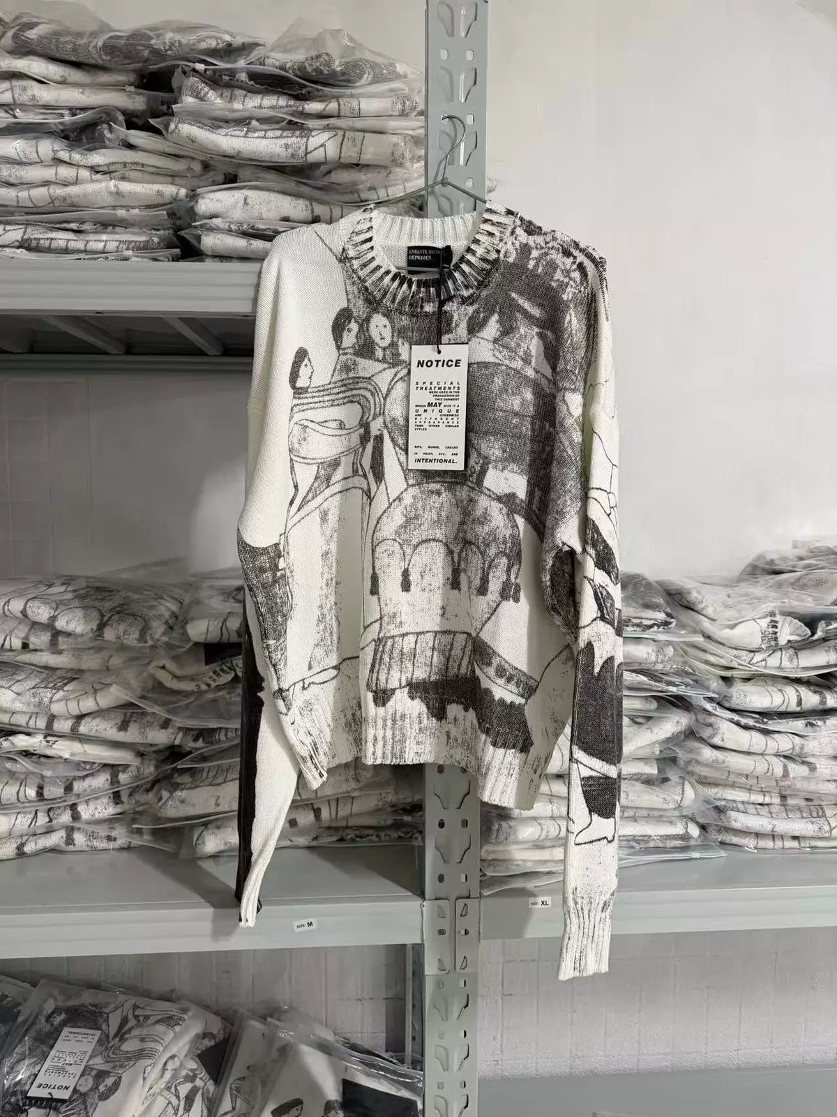 ERD Vintage Sketch Art Graphic Knit Sweater