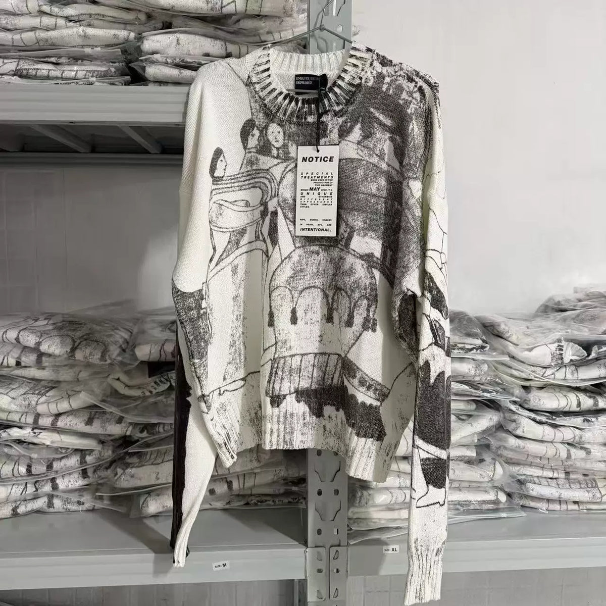 ERD Vintage Sketch Art Graphic Knit Sweater