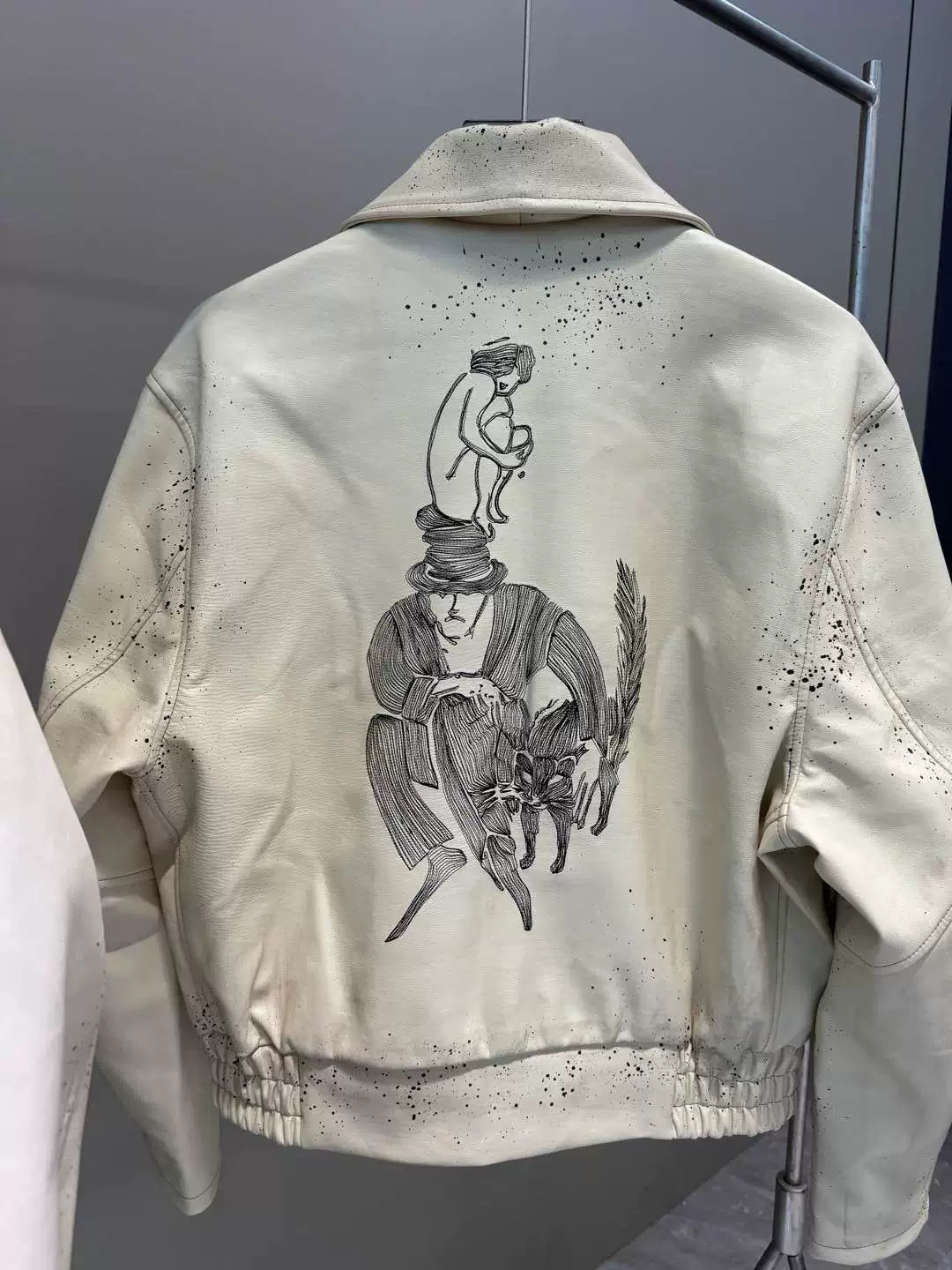 Off‑White Paint Splatter Graphic Faux Leather Jacket