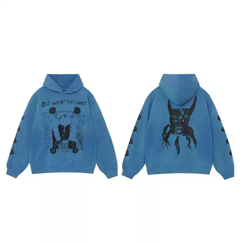 ERD Style Front‑Back & Sleeve Print Hoodie