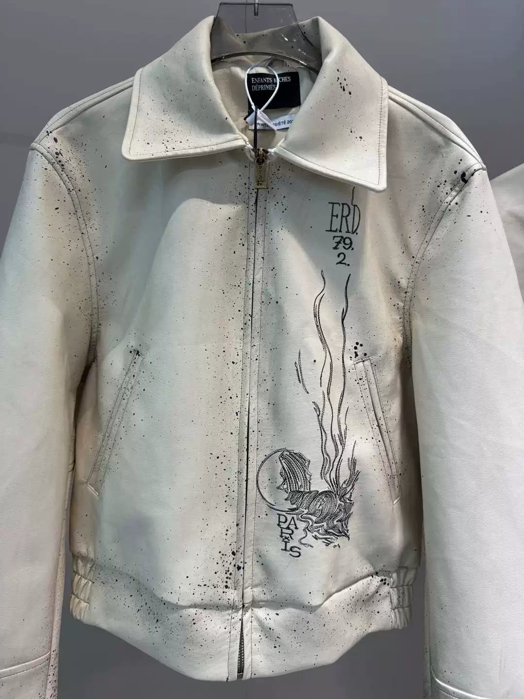 Off‑White Paint Splatter Graphic Faux Leather Jacket