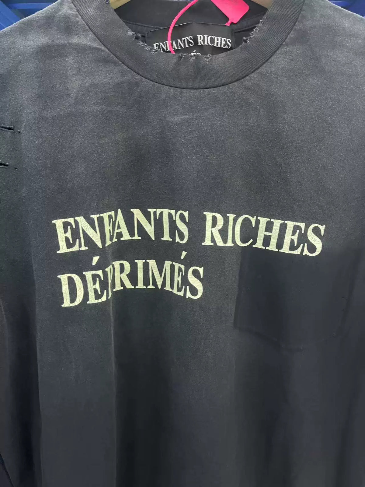 ERD Vintage Washed Distressed Letter Print Pocket Oversized T‑Shirt