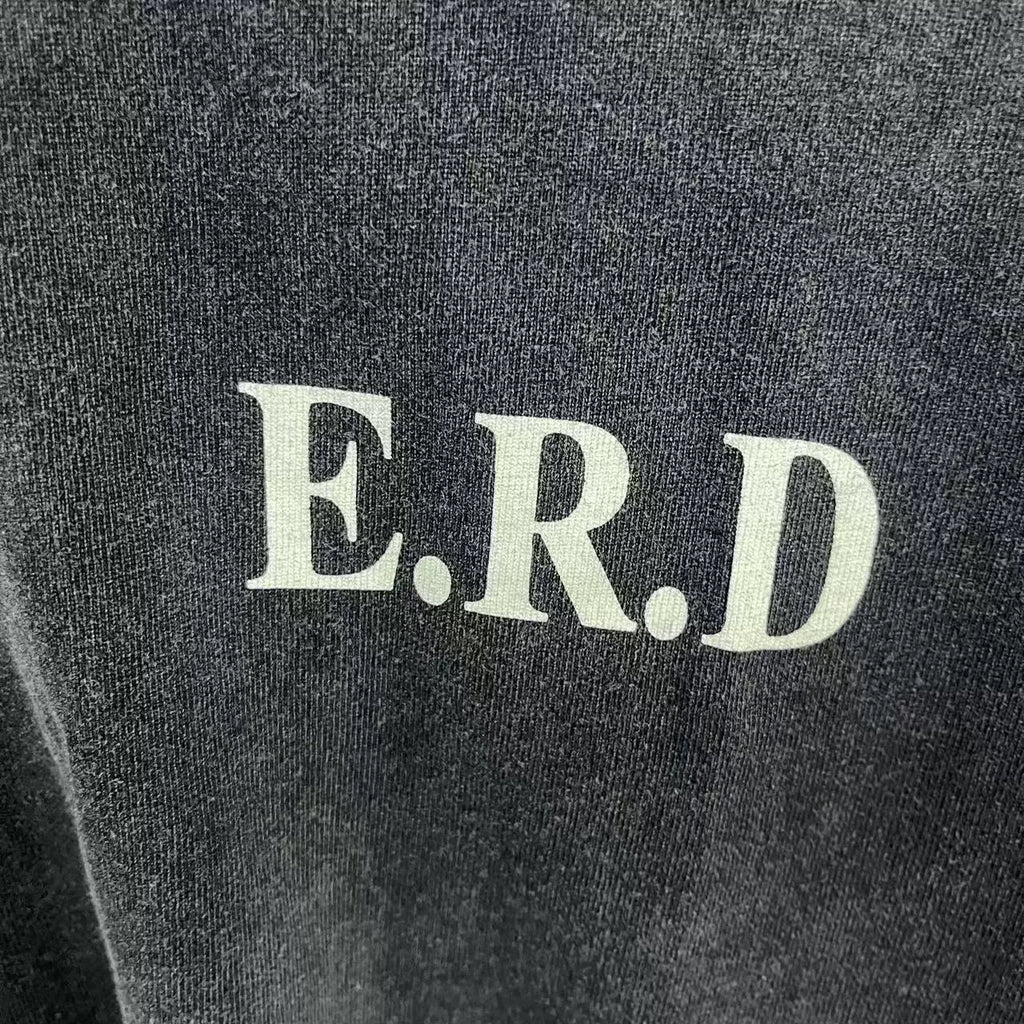 ERD Vintage Washed Small E.R.D Logo Oversized Long Sleeve T‑Shirt