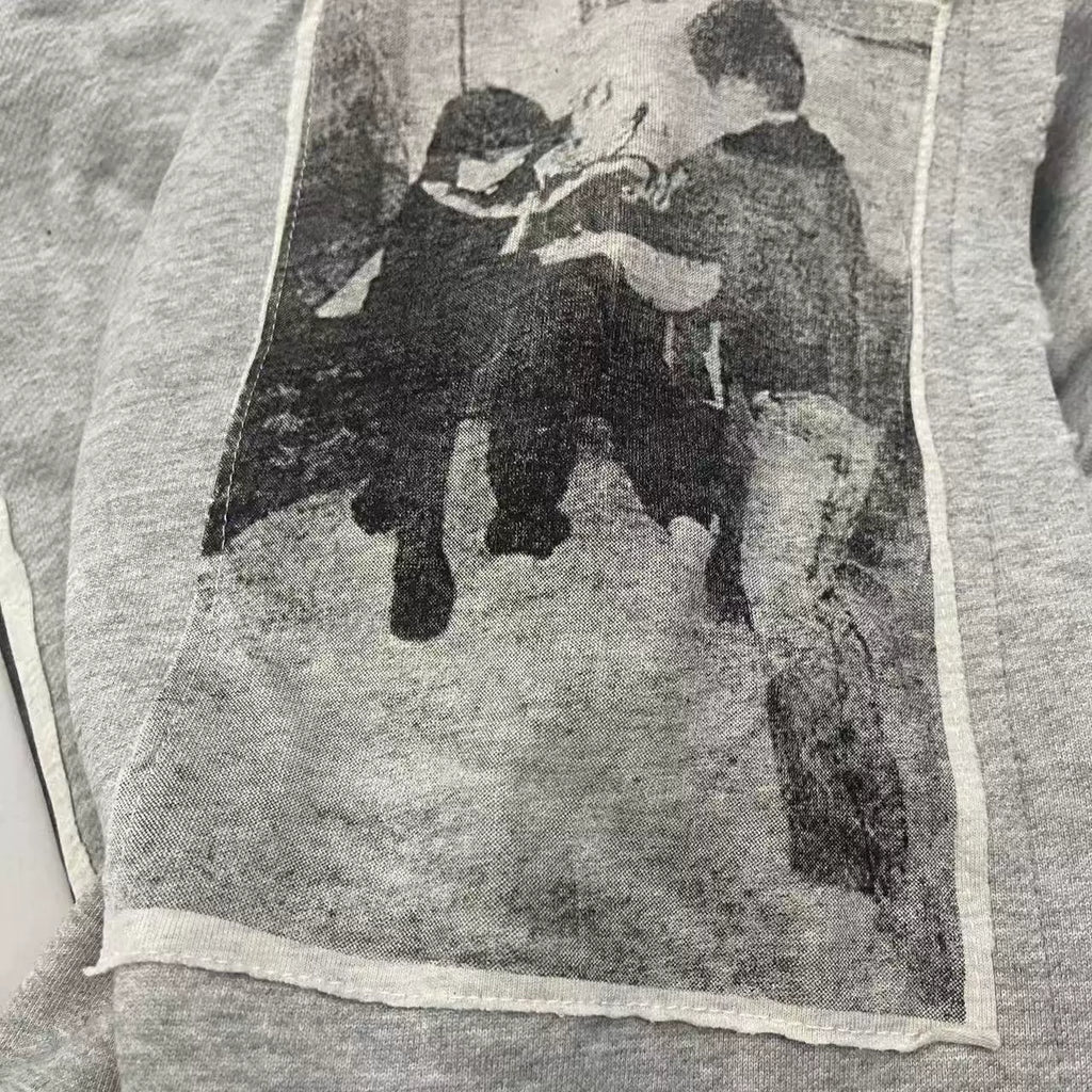 Japanese Text Renaissance Art Full‑Zip Hoodie Heather Grey