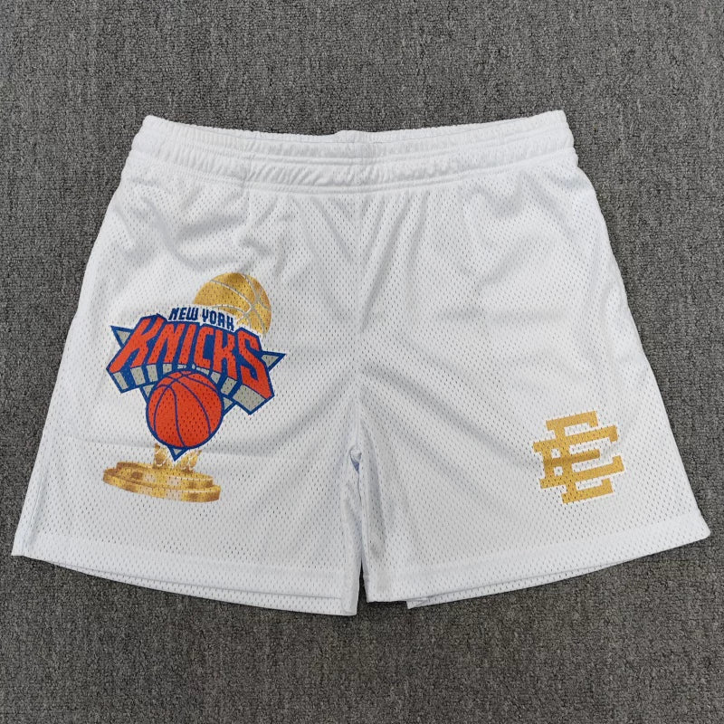 Eric Emanuel EE White New York Knicks Trophy Graphic Mesh Short